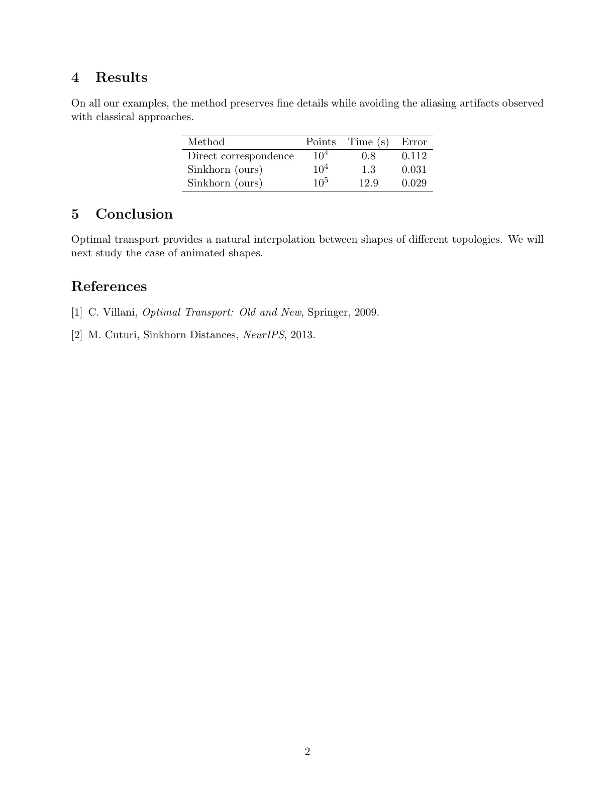 Page 2 of the LaTeX output of the paper “Optimal transport and shape interpolation”